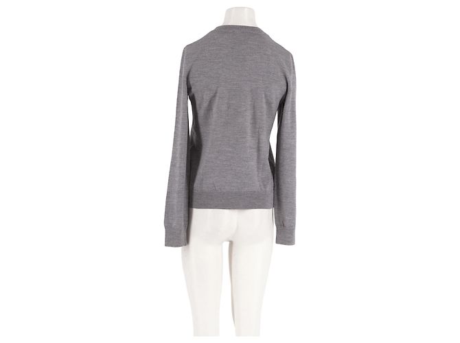 Camisola de lã cinza Apc com bordados florais - vista 2