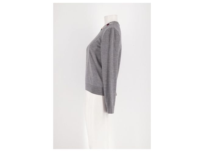 Camisola de lã cinza Apc com bordados florais - vista 4