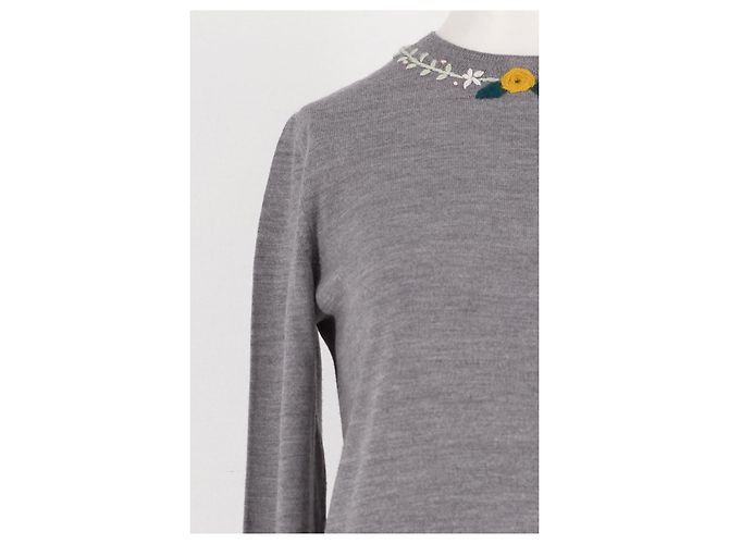 Camisola de lã cinza Apc com bordados florais - vista 6