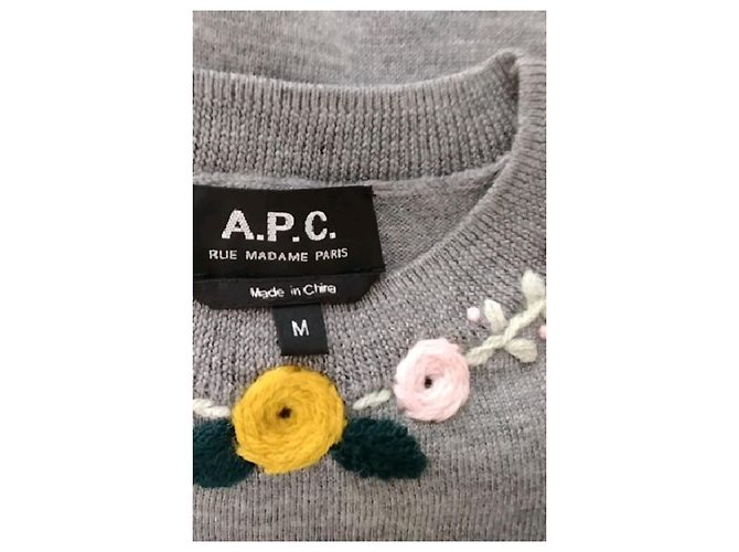 Camisola de lã cinza Apc com bordados florais - vista 7