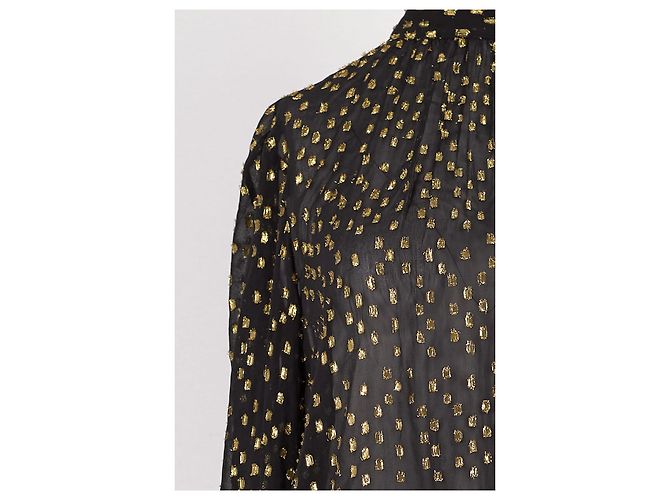 Blusa Tommy Hilfiger in seta nera con paillettes dorate - vista 6