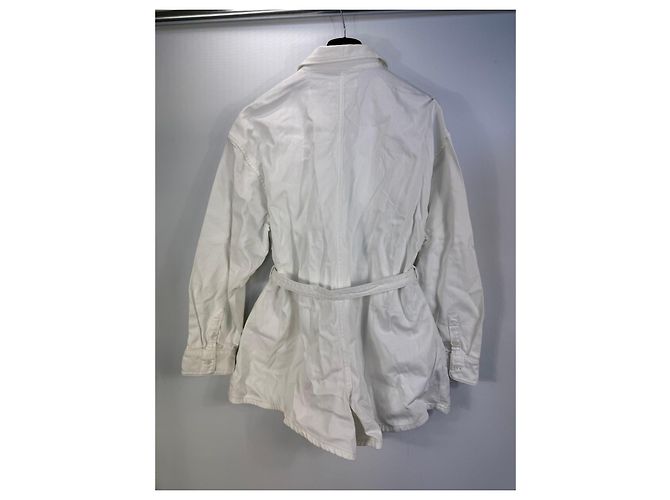 Autre Marque The Frankie Shop Mono Camisa con Cinturón de Algodón Blanco - vista 3