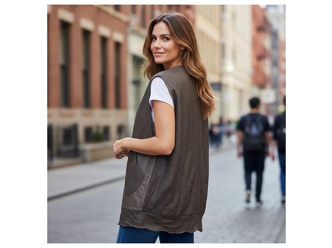 Autre Marque Giorgio Brato WLG Perforierte Lederweste - Taupe Grau - Ansicht 4