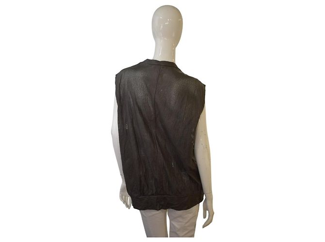 Autre Marque Giorgio Brato WLG Perforierte Lederweste - Taupe Grau - Ansicht 5