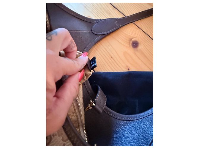 Gucci borsa a spalla in tela monogramma marrone - vista 11