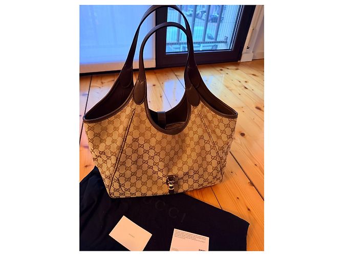 Gucci borsa a spalla in tela monogramma marrone - vista 15