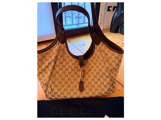 Gucci borsa a spalla in tela monogramma marrone - vista 3