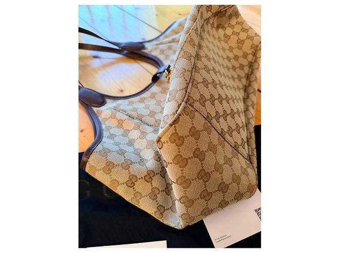 Gucci borsa a spalla in tela monogramma marrone - vista 6
