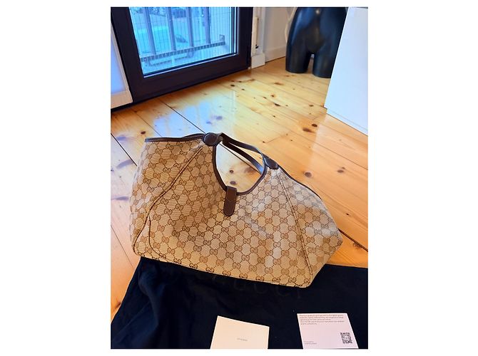 Gucci borsa a spalla in tela monogramma marrone - vista 9