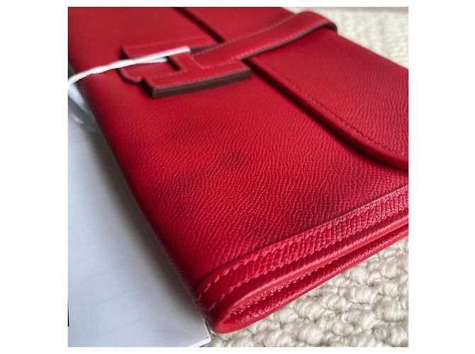 Jige Hermès Elysee Elan Pochette en cuir Epsom Rouge - vue 3