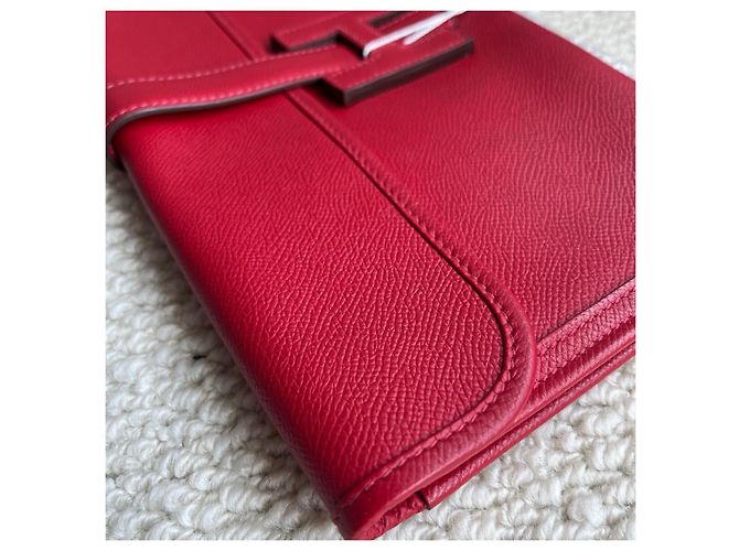 Jige Hermès Elysee Elan Pochette en cuir Epsom Rouge - vue 4