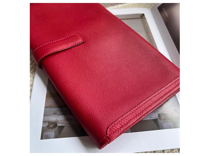 Jige Hermès Elysee Elan Pochette en cuir Epsom Rouge - vue 6