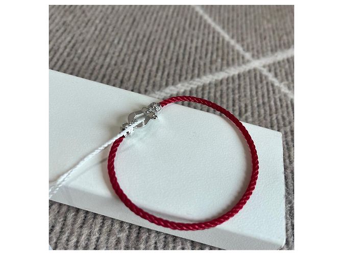 Bracciale Fred Force 10 in Oro Bianco e Diamanti, Cavo Rosso - vista 3