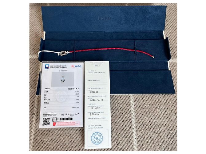 Bracciale Fred Force 10 in Oro Bianco e Diamanti, Cavo Rosso - vista 4