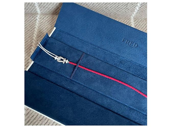 Bracciale Fred Force 10 in Oro Bianco e Diamanti, Cavo Rosso - vista 5