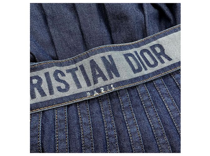 Falda vaquera plisada Christian Dior con cinturón logo - vista 4