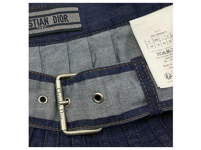 Falda vaquera plisada Christian Dior con cinturón logo - vista 5