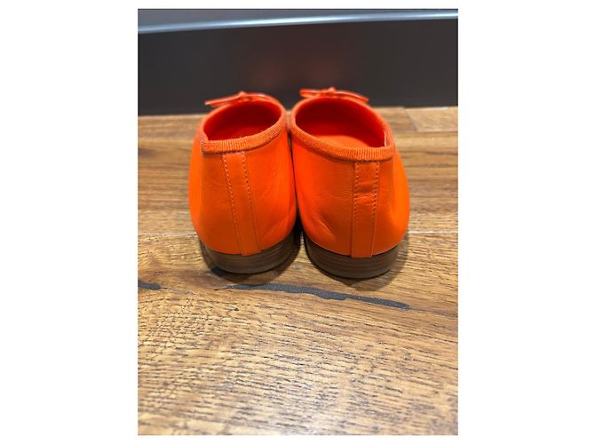 Chanel Bailarinas de piel naranja con lazo - vista 12