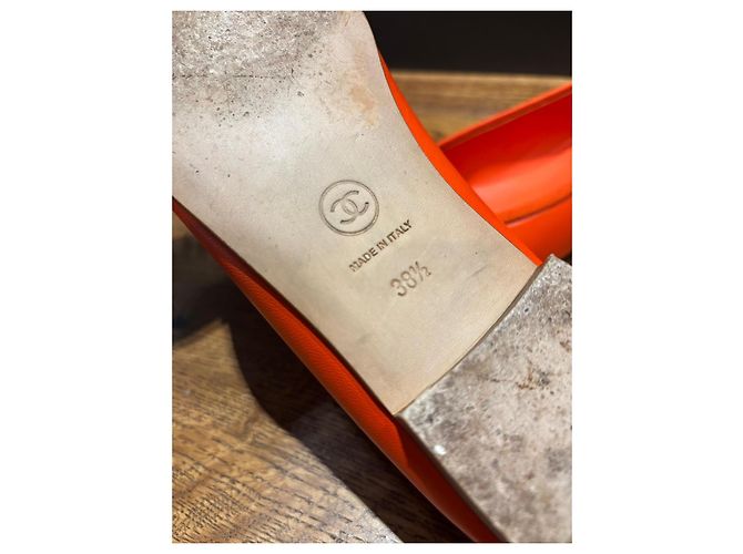 Chanel Bailarinas de piel naranja con lazo - vista 3