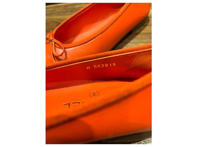 Chanel Bailarinas de piel naranja con lazo - vista 4