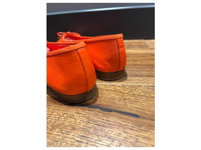 Chanel Bailarinas de piel naranja con lazo - vista 7