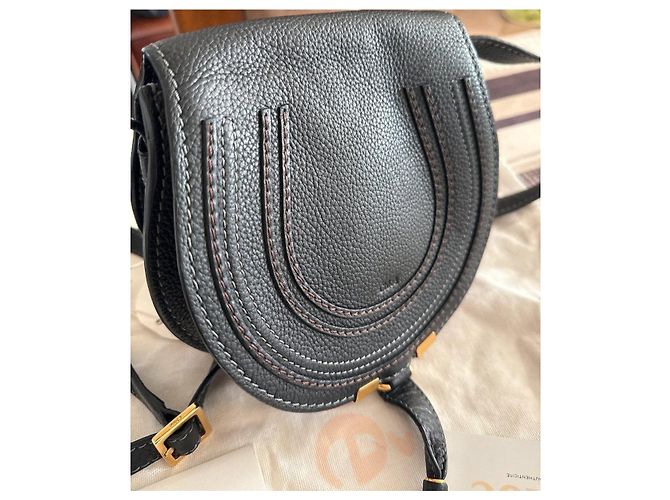 Chloé Marcie Bolsa de Ombro em Couro Preto - vista 4
