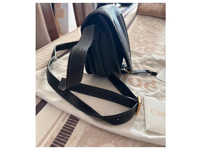 Chloé Marcie Bolsa de Ombro em Couro Preto - vista 5