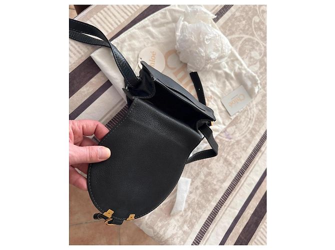 Chloé Marcie Bolsa de Ombro em Couro Preto - vista 6