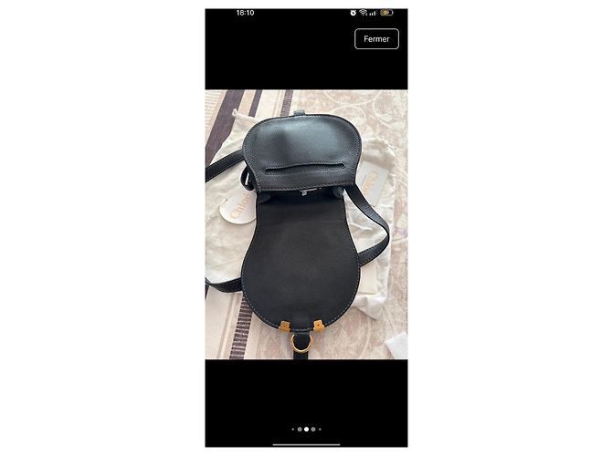 Chloé Marcie Bolsa de Ombro em Couro Preto - vista 9