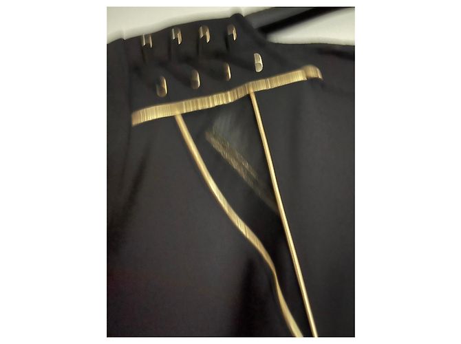 Abito nero Elisabetta Franchi con frange dorate e lacci - vista 15