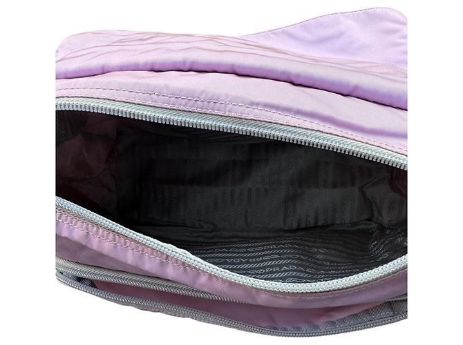 Double Prada Nylon Schultertasche - Hellrosa - Ansicht 10