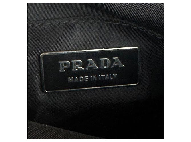 Prada Bolsa de ombro em nylon e couro Saffiano - Preto - vista 11