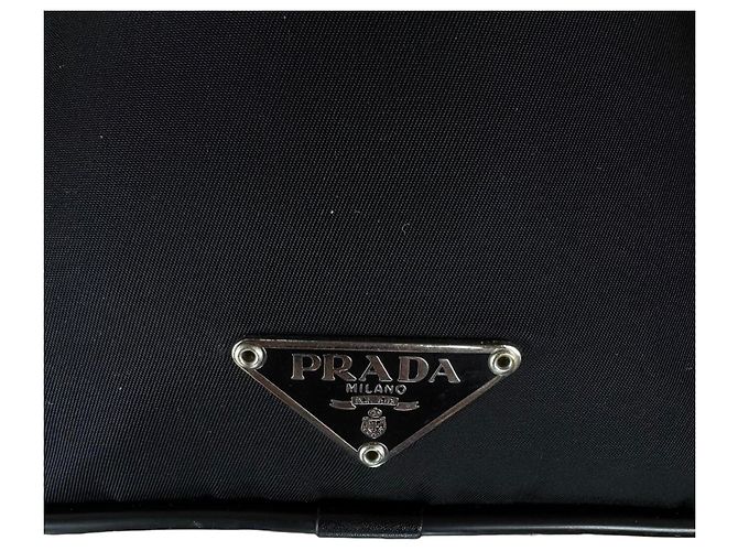 Prada Bolsa de ombro em nylon e couro Saffiano - Preto - vista 2