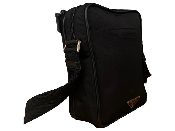 Prada Bolsa de ombro em nylon e couro Saffiano - Preto - vista 4