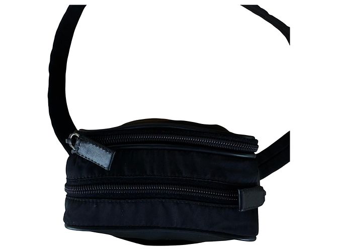 Prada Bolsa de ombro em nylon e couro Saffiano - Preto - vista 6