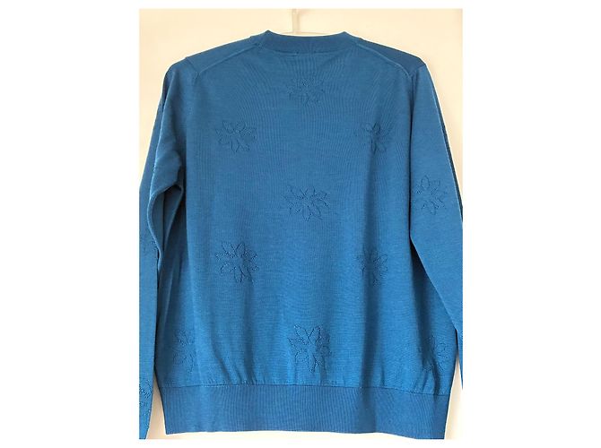 Paul Smith Jersey de lana y seda azul con estampado floral - vista 3