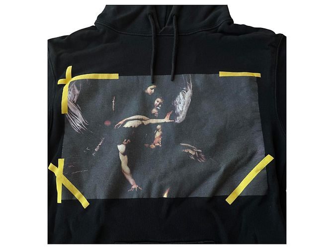Off White Off-White Caravaggio Hoodie Schwarz Gelb - Ansicht 4