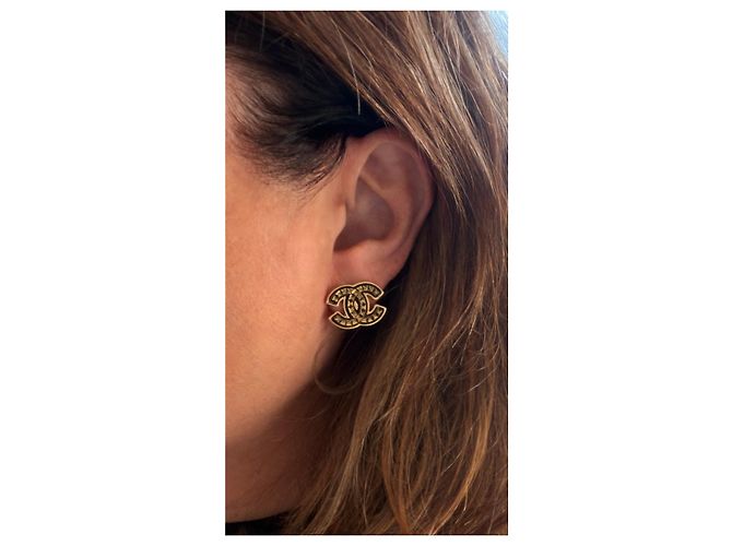 Chanel Boucles d'oreilles CC Métal Doré - vue 2
