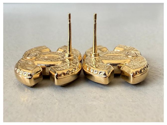 Chanel Boucles d'oreilles CC Métal Doré - vue 6