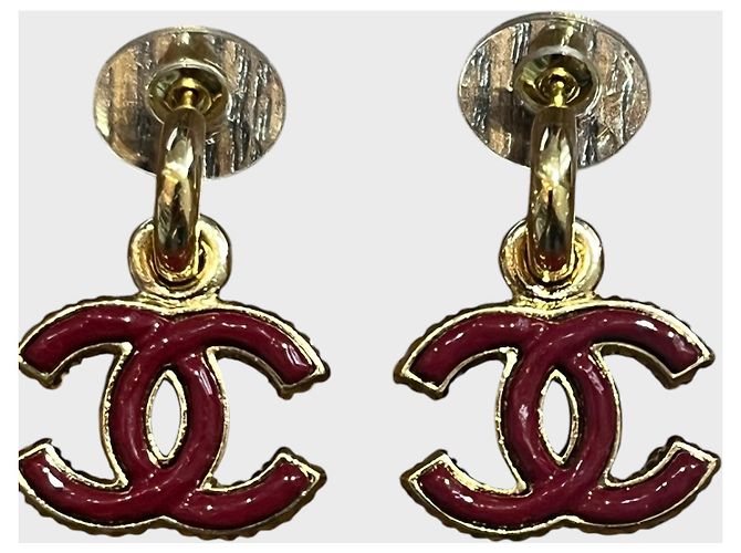 Pendientes Chanel bordeaux - vista 2