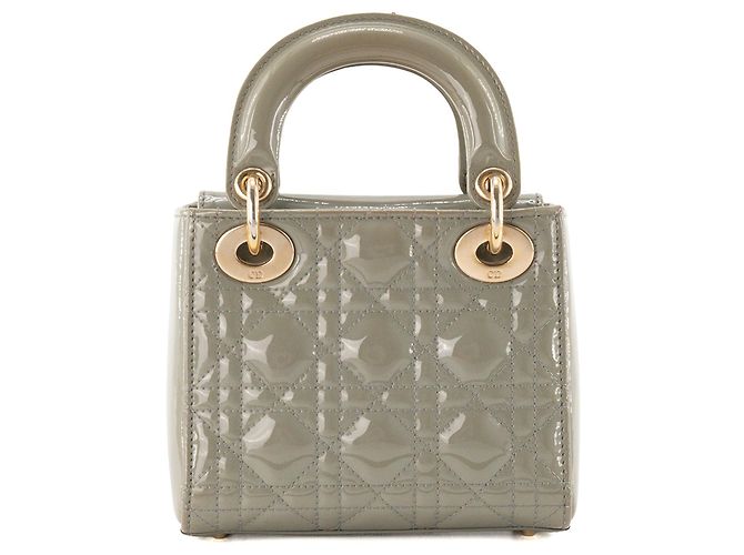 DIOR - Borsa a tracolla Mini Lady Dior in pelle cannage verniciata verde kaki - vista 3
