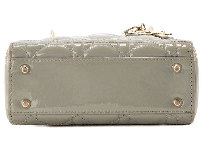 DIOR - Borsa a tracolla Mini Lady Dior in pelle cannage verniciata verde kaki - vista 4