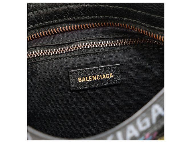BALENCIAGA - Borsa a tracolla City Graffiti Mini Balenciaga in pelle nera - vista 7