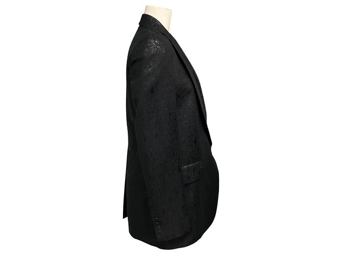 Dries Van Noten Blazer Jacke aus Black Metallic Shimmer Lurex Jacquard - Ansicht 2