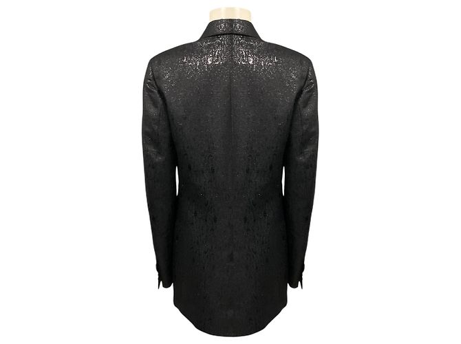 Dries Van Noten Blazer Jacke aus Black Metallic Shimmer Lurex Jacquard - Ansicht 3