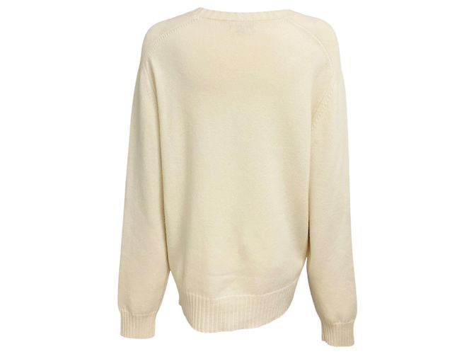 Pull-over en maille cachemire crème orné de crânes Alexander McQueen - vue 3