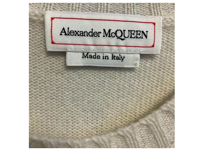 Pull-over en maille cachemire crème orné de crânes Alexander McQueen - vue 4