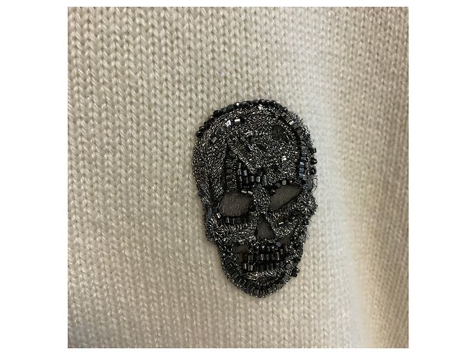 Pull-over en maille cachemire crème orné de crânes Alexander McQueen - vue 6