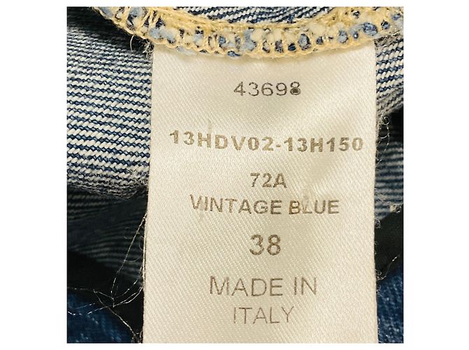 Chloé Giacca in denim Chloe Vintage blu con doppia zip frontale e maniche in maglia di lana blu navy e angora - vista 6