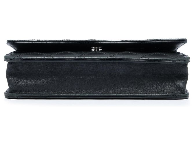 Borsa a tracolla Chanel CC Wild Stitch Wallet on Chain in pelle d'agnello nera - vista 3